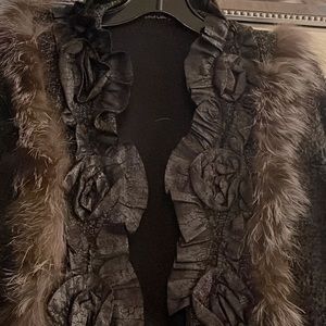Jacket/cardigan with fur and other detailing